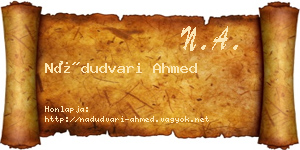 Nádudvari Ahmed névjegykártya